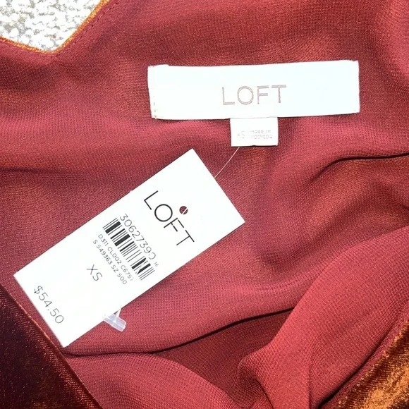 LOFT Burnt Orange Velvet Shell Size XS  NWT - Picture 5 of 8